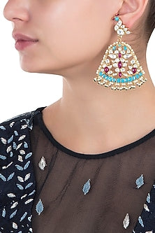 Gold Plated Peacock Motif Earrings