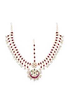 22Kt Gold Plated Stones & Pearl Mathapatti