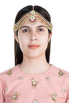 22Kt Gold Plated Stones & Pearl Mathapatti