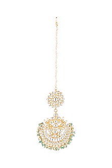 Matte Gold Plated Beaded Maang Tikka