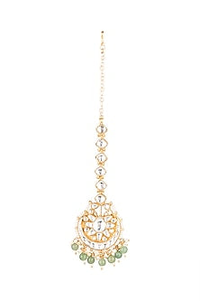 Matte Gold Plated White Stone Maang Tikka