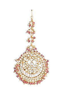 Matte Gold Plated Bead & Stone Maang Tikka