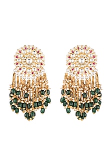 Matte Gold Plated Beaded Earrings
