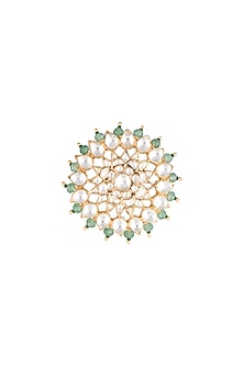 Matte Gold Plated Jadtar Floral Ring