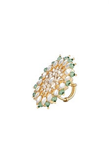 Matte Gold Plated Jadtar Floral Ring