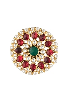 Gold plated red stud earrings