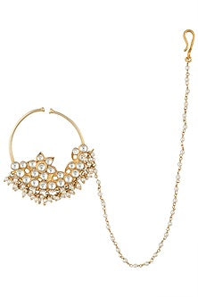 Gold plated white stones nose ring