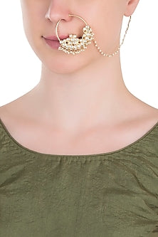 Gold plated white stones nose ring