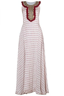 Red printed fringes maxi dress
