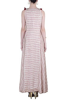 Red printed fringes maxi dress