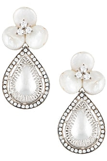 Silver plated floral pearl earrings