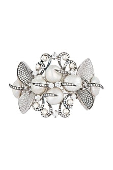 Silver plated pearl cuff bracelet