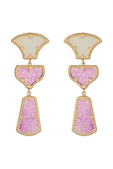 Gold Plated Jade Dangler Earrings