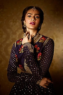 Gold Finish Heritage Maroon Stone Maang Tikka