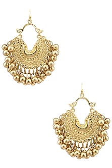 Gold Plated Small Crescent Metal Ball Earrings