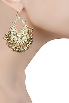 Gold Plated Small Crescent Metal Ball Earrings