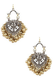 Silver Plated Embossed Mini Paan Earrings