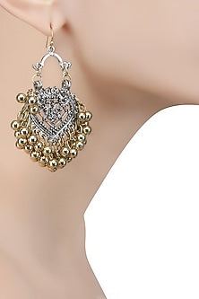 Silver Plated Embossed Mini Paan Earrings