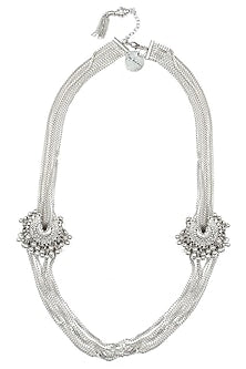 Silver plated two crescent pendant necklace