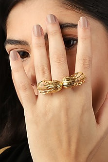 Gold Finish Pearl Rose Bud Ring
