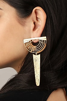 Gold Finish Hand Knotted Ball Chain Dangler Earrings