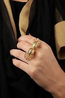 Gold Finish Pearl Rose Bud Ring