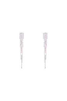 Silver Plated Textured Long Spike Earrings