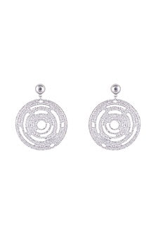 Silver Plated Textured Circle Earrings