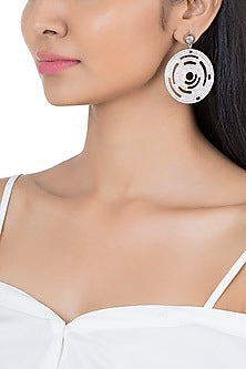 Silver Plated Textured Circle Earrings