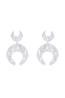 Silver Plated Textured Moon Shaped Earrings