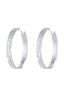 Silver Plated Textured Oversized Hoop Earrings