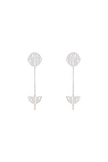 Silver Plated Textured Long Drop Earrings
