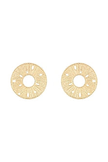 Gold Plated Textured Round Earrings