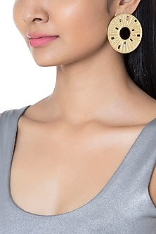 Gold Plated Textured Round Earrings