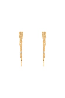 Gold Plated Textured Long Spike Earrings