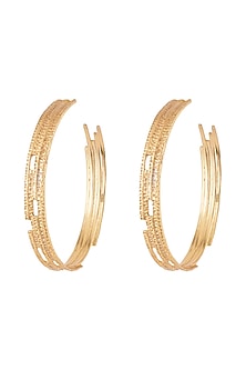 Gold Plated Textured Oversized Hoop Earrings