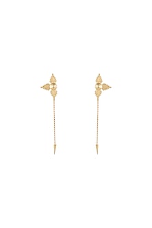 Gold Plated Textured Long Earrings
