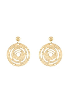 Gold Plated Textured Circle Earrings