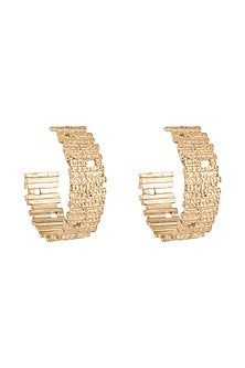 Gold Plated Textured Big Hoop Earrings