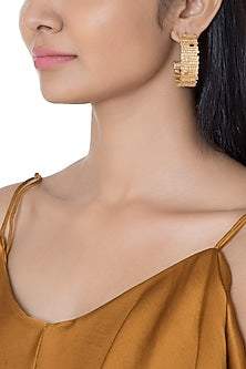 Gold Plated Textured Big Hoop Earrings