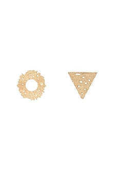 Gold Plated Textured Mismatch Stud Earrings