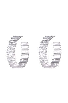 Silver Plated Textured Big Hoop Earrings