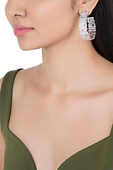 Silver Plated Textured Big Hoop Earrings