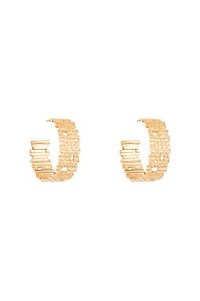 Gold Plated Textured Hoop Earrings