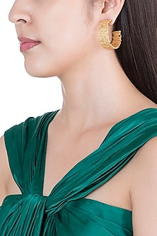 Gold Plated Textured Hoop Earrings