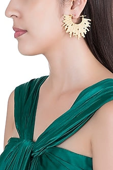 Gold Plated Textured Spiked Hoop Earrings
