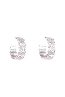 Silver Plated Textured Hoop Earrings