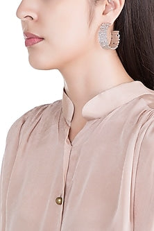 Silver Plated Textured Hoop Earrings
