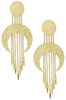 Gold Plated Cresent Shaped Drop Earrings