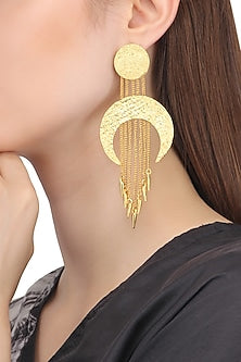Gold Plated Cresent Shaped Drop Earrings